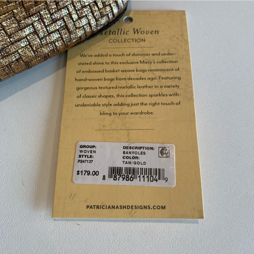 Patricia Nash Leather Metallic  Gold Woven Crossbody Bag - Picture 9 of 11